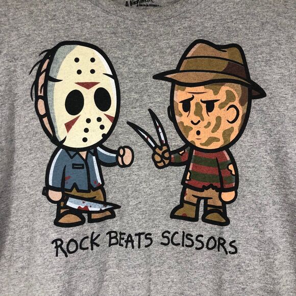 A Nightmare On Elm Street Comical Anime Graphic T-Shirt Freddie vs Jason SZ L - Picture 2 of 7
